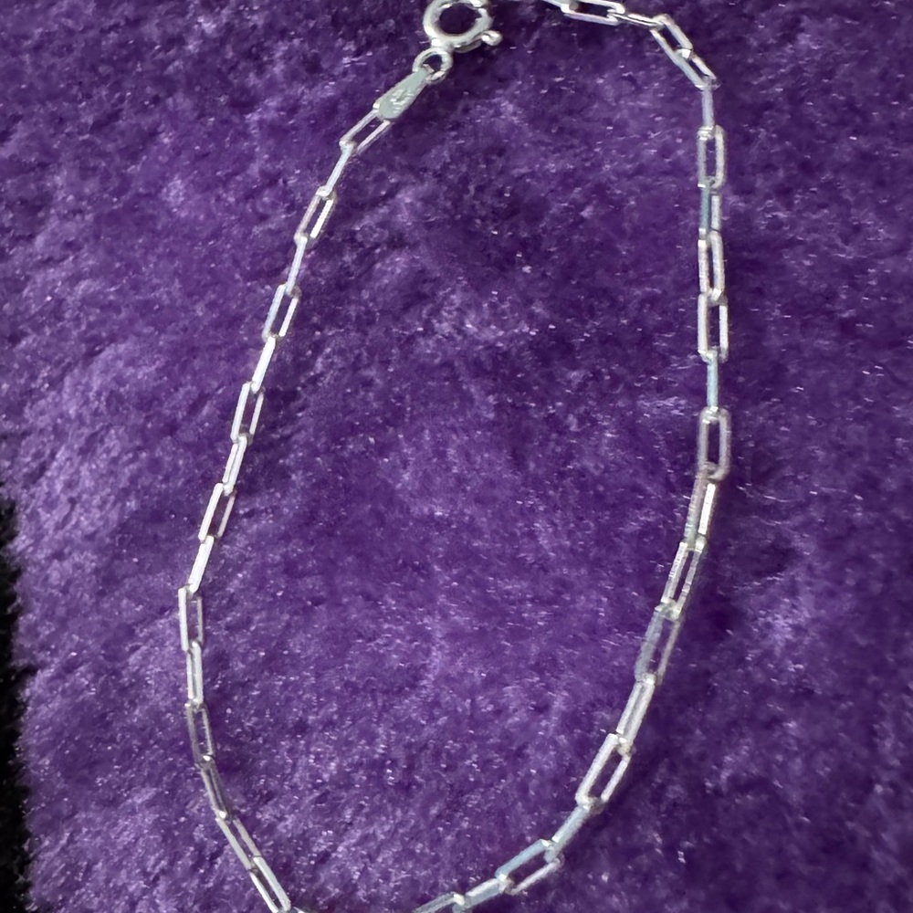 7” paperclip 925 sterling Silver Bracelet